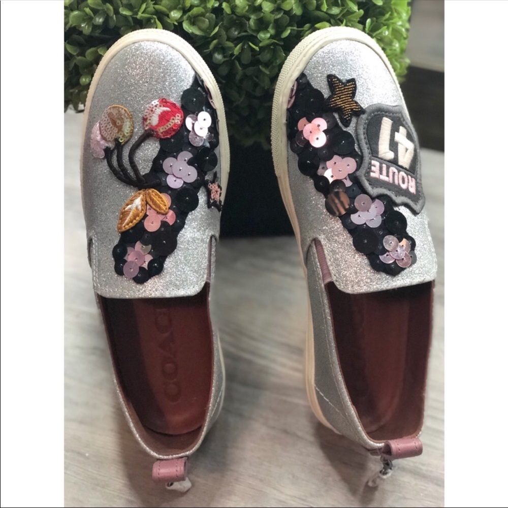 Coach Cherry Patch Silver Glitter Slipon Sneaker - image 7